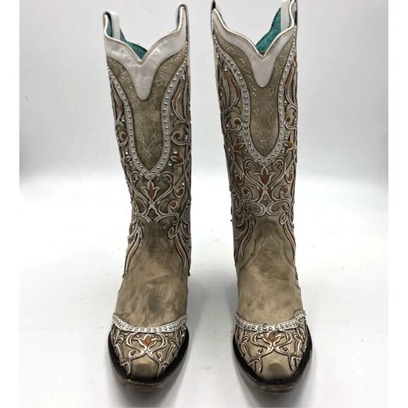Corral Womens Overlay & Embroidered & Studs & Crystals Boots Size 7 M - Picture 3 of 14